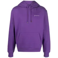 jacquemus hoodie le sweat brodé en coton biologique - violet