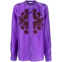 p.a.r.o.s.h. chemise brodée en soie à manches longues - violet