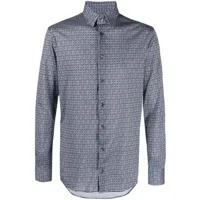 giorgio armani chemise en coton à imprimé graphique - bleu