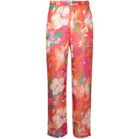 msgm pantalon ample à fleurs - rose