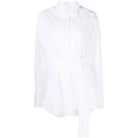 studio nicholson chemise en coton à taille nouée - blanc