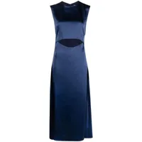 loulou studio robe satinée copan à coupe mi-longue - bleu