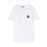stone island junior t-shirt en coton à patch compass - blanc