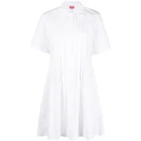 kenzo effet robe plissée à manches courtes - blanc