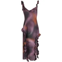 rokh robe longue à détails volantés - violet