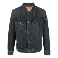 diesel veste en jean à plaque logo - noir