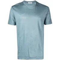boglioli t-shirt en lin à manches courtes - bleu