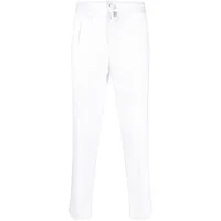 kiton pantalon droit à patch logo - blanc
