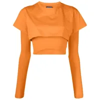 jacquemus t-shirt crop le double à design superposé - orange