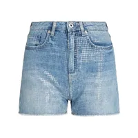 karl lagerfeld jeans short en jean à sequins - bleu