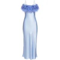 sleeper robe-nuisette boheme bordée de plumes - bleu