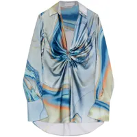 simkhai robe-chemise roma à fronces - bleu