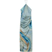 simkhai robe longue hansel à imprimé marbré - bleu