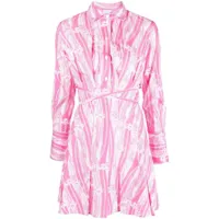 patou robe-chemise imprimée à taille nouée - rose