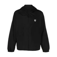 maison kitsuné veste zippée à patch logo - noir