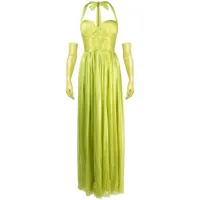 jean-louis sabaji robe longue froncée à dos-nu - vert