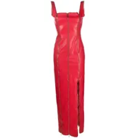 jean-louis sabaji robe zippée en cuir artificiel à coupe longue - rouge