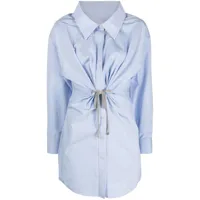 alexander wang robe-chemise à détail froncé orné de cristaux - bleu