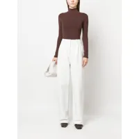 kassl editions pantalon droit en cuir à design plissé - blanc
