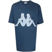 faith connexion x kappa t-shirt à coupe oversize - bleu
