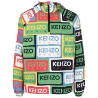 kenzo coupe-vent kenzo labels à col zippé - vert