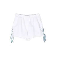 pucci junior short en coton à détail de laçage - blanc