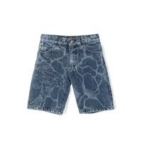 versace kids short en jean à imprimé abstrait - bleu