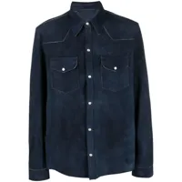 salvatore santoro chemise en cuir à boutonnière - bleu