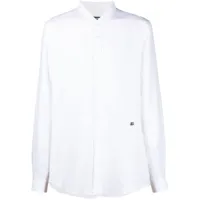 dolce & gabbana chemise en lin à plaque logo - blanc