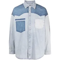 five cm chemise en jean à design colour block - bleu