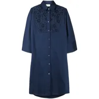 p.a.r.o.s.h. robe-chemise à broderie anglaise - bleu