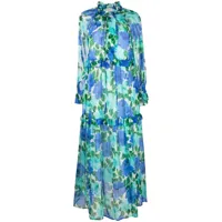 p.a.r.o.s.h. robe courte en soie à fleurs - bleu