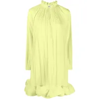 lanvin robe courte plissée à ourlet volanté - jaune
