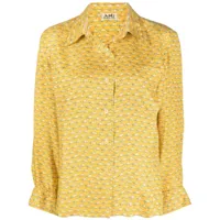 hermès pre-owned chemise imprimée en soie - jaune