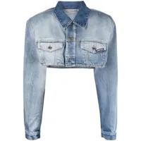 vtmnts veste en jean à coupe crop - bleu