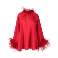 styland robe courte à détail de plumes - rouge