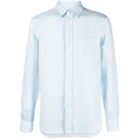 120% lino chemise boutonnée en lin - bleu