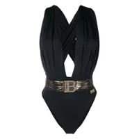 balmain maillot de bain drapé à ceinture détachable - noir