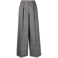 kenzo pantalon de tailleur ample à carreaux - noir