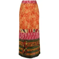 pierre-louis mascia jupe mi-longue plissée à taille haute - multicolore