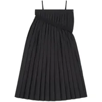 mm6 maison margiela robe mi-longue à design plissé - noir
