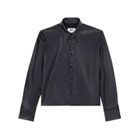 mm6 maison margiela chemise en cuir artificiel à manches longues - noir