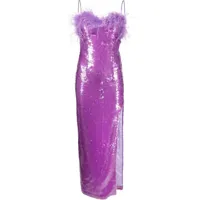 giuseppe di morabito robe portefeuille bordée de plumes à sequins - violet
