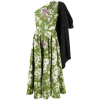 erdem robe asymétrique à fleurs - vert