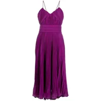 max mara robe mi-longue plissée à taille ceinturée - violet