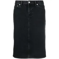 filippa k jupe mi-longue en jean à patch logo - noir