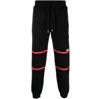 gcds pantalon de jogging en coton à rayures - noir