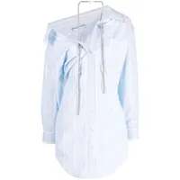 alexander wang robe-chemise rayée à ornements en cristal - bleu