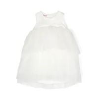 miss blumarine robe superposée en tulle à logo strassé - blanc