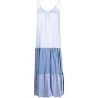 semicouture robe longue à mélange d'imprimés - bleu
